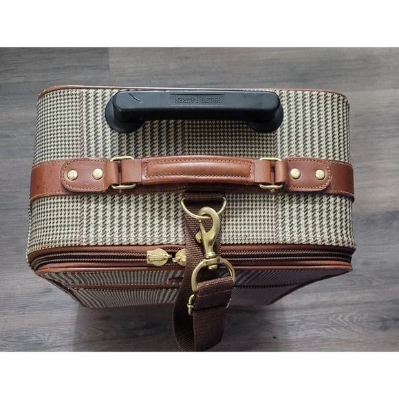 Vintage Polo Ralph Lauren Leather Trim Brown Plaid Carry-On 22 Luggage